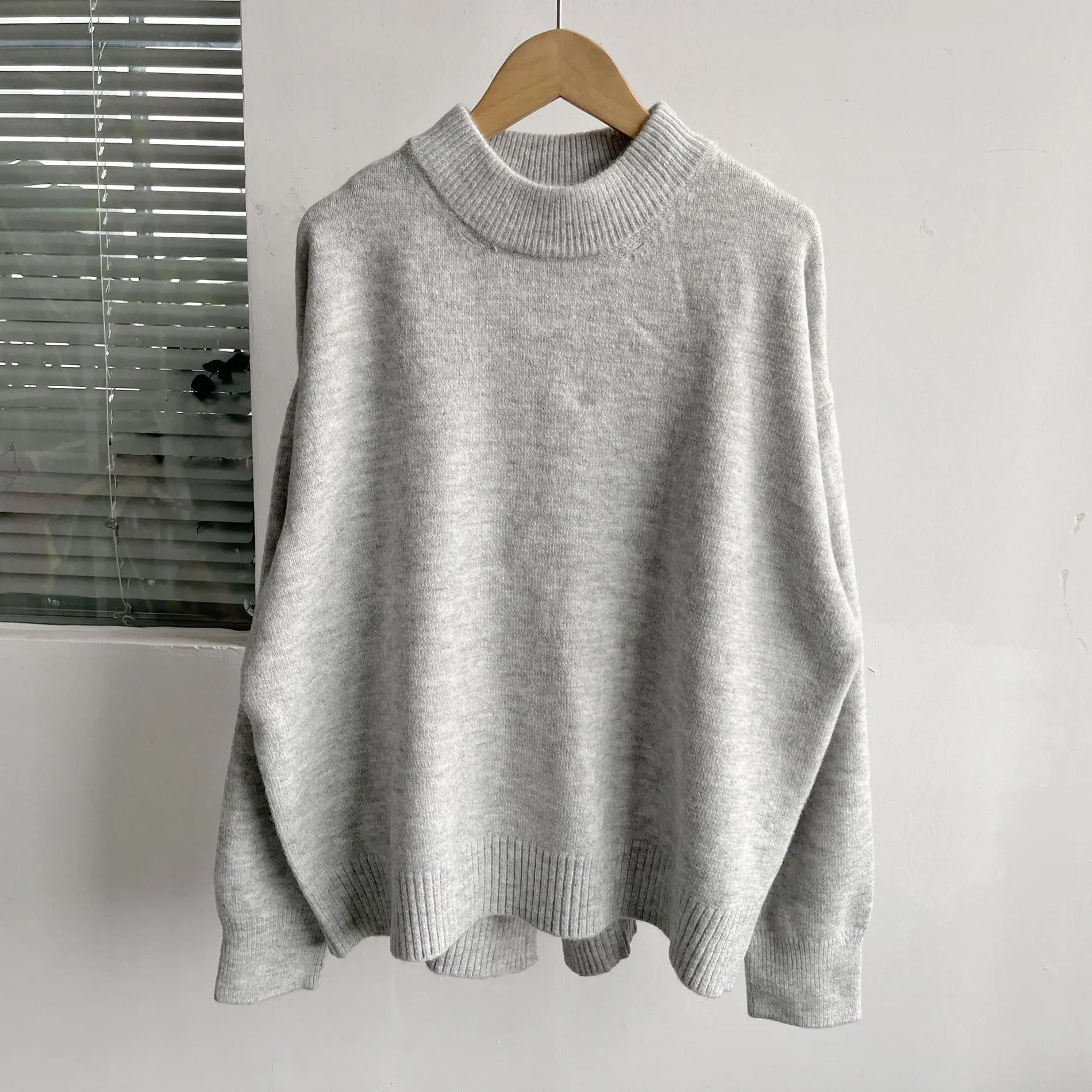 

Y345 Autumn Winter Color Loose Fit Casual Lazy Overhead Slimming Design Faionable Versatile High Ne Sweater Y253