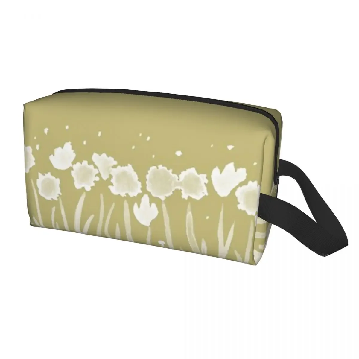 Alliums And Daffodils Watercolor Painting - Gold + Snow Makeup Bag for Women Travel Cosmetic Organizer Storage Toiletry Bags