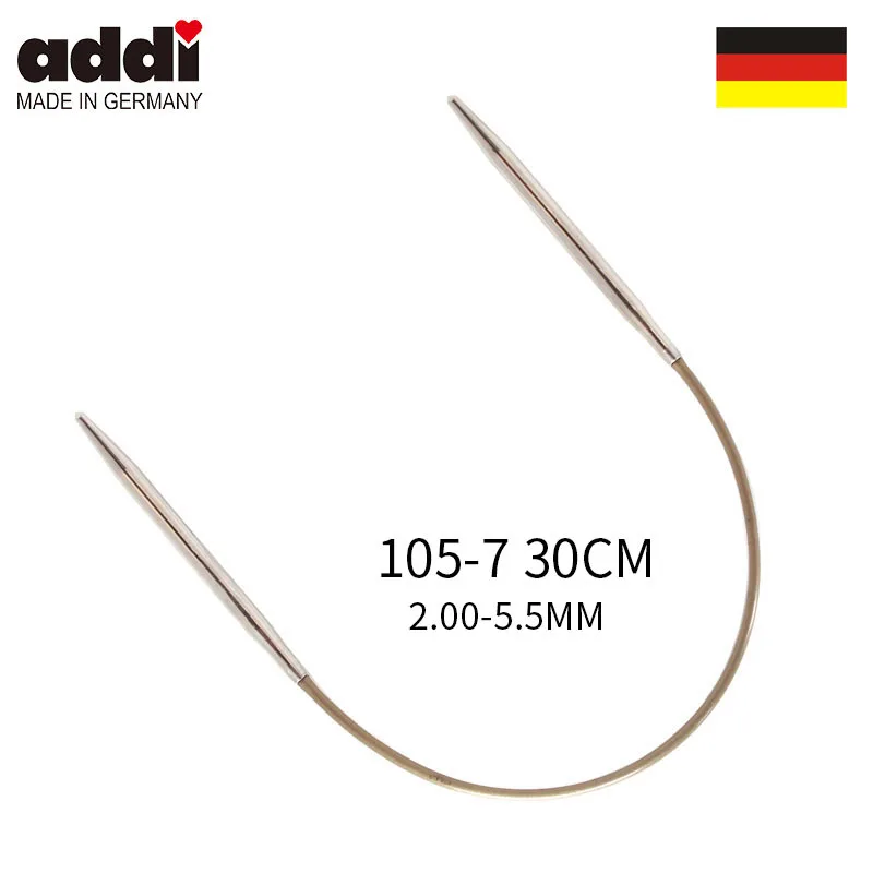 Addi 105-7-30cm circular knitting needles with brass-tips and gold cords