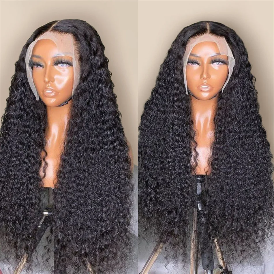 HD 13x4 Deep Curly Lace Front Human Hair Wigs On Sale Pre Plucked Brazilian Water Wave 30 Inch Lace Frontal Wig 100% Human Hair