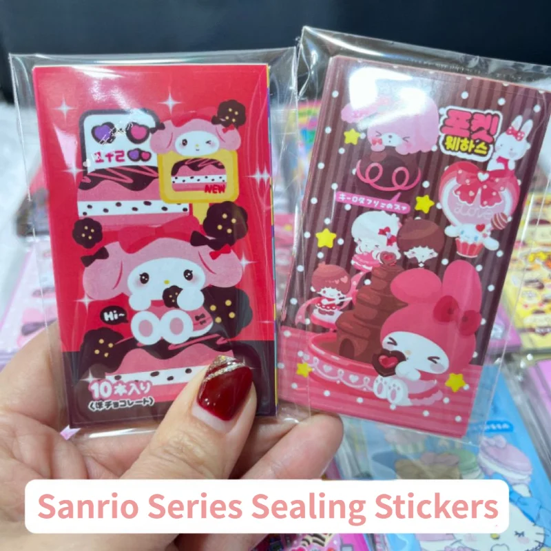 Imagem -02 - Kawaii Sanrio Série Selagem Adesivos Adesivo Decorativo Auto-adesivo Minha Melodia Olá Kitty Conta Mão Material Diy