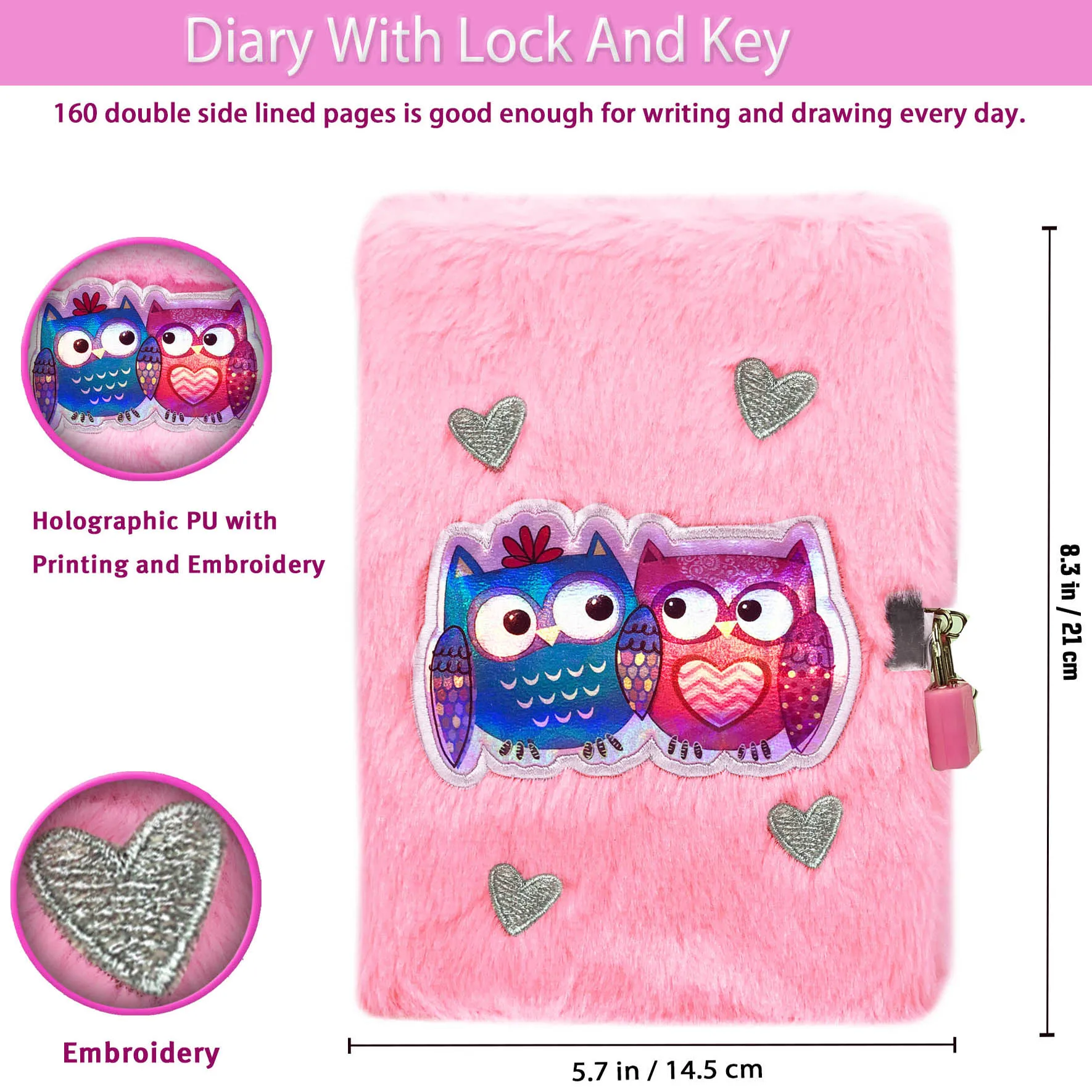 1pc A5 Lovely Animals Lined Notebook Plush Diary for Students Teens Fuzzy Journal Writing Notebook