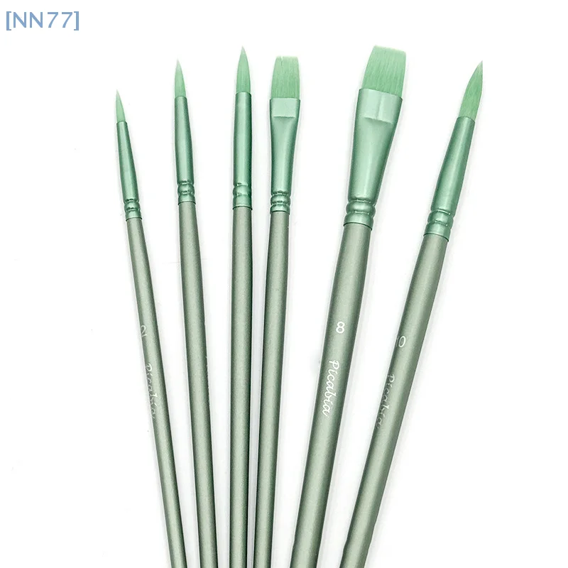 4/6 Uds pincel de acuarela puntiagudo redondo cabeza plana pelo suave puntiagudo Nylon gancho para el cabello línea bolígrafos pintura manualidades bolígrafos