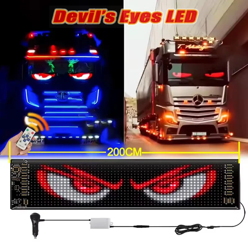 Remote Control Truck Devil Eye LED Matrix Pixel Panel Soft Foldable Lighting Graffiti Scrolling Stick up Text Board Windshield