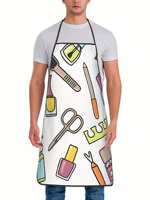 Vintage Style Manicure & Pedicure Doodle Apron, Unisex Woven Fabric Nail Bag with Printed Cooking & Baking Equipment Design