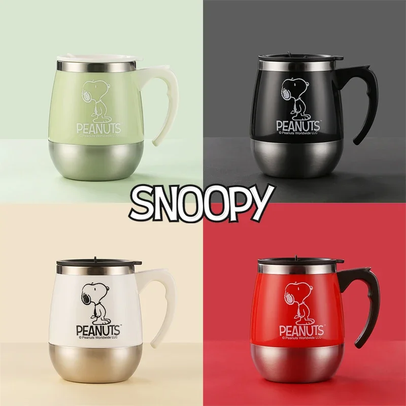

420ML Snoopy Thermos Mug Double Stainless Steel 304 Coffee Leak-Proof Non-Slip Car Vacuum Flask Travel Thermal Cup Water Bottle