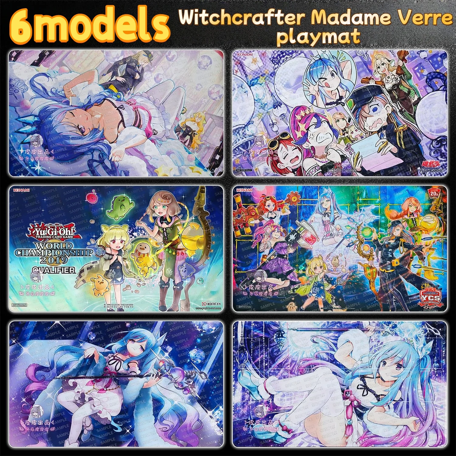 

6 моделей Yu-Gi-Oh! Игровой коврик Witchcrafter Madame Verre Theme DIY, 600x350 мм, резиновый, с прошитыми краями, для настольных игр, с держателем для карт