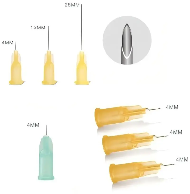 Pijn minder Sma-ll Nee dle 27g 38mm 33g 4mm 34g 4mm 34g 1.5mm 34g 2.5mm Wegwerp Spuiten Voor Ooglid Lip Gezicht Filler Tool