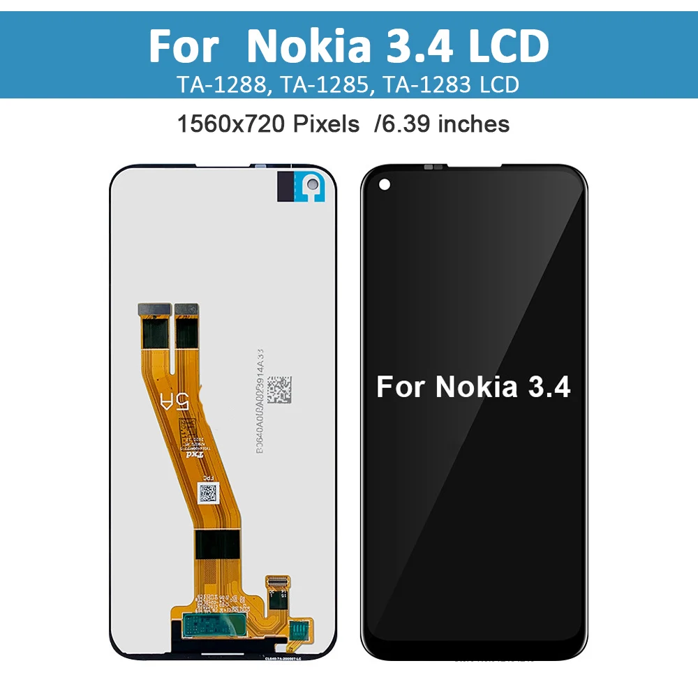 Original for Nokia 3.4 LCD Display Touch Screen Digitizer Phone Replacement Part for Nokia TA-1288 TA-1285 Digitizer Assembly