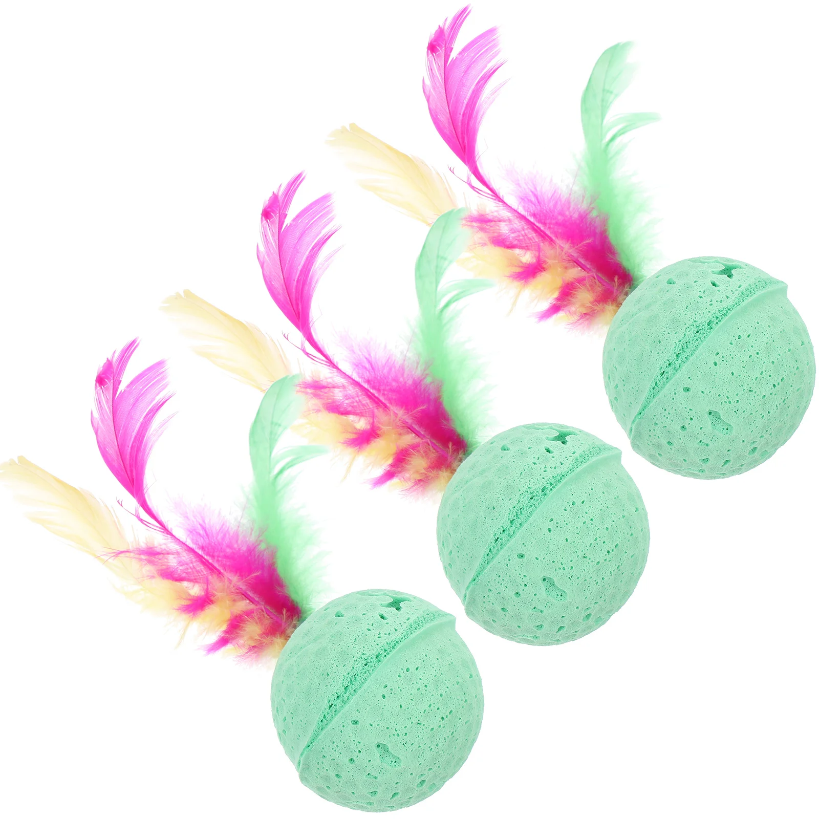 

3 pcs Latex Foam Balls Colorful Tail Cat Toy Balls Stimulate Instincts Prevent Scratching Furniture Pet Toys