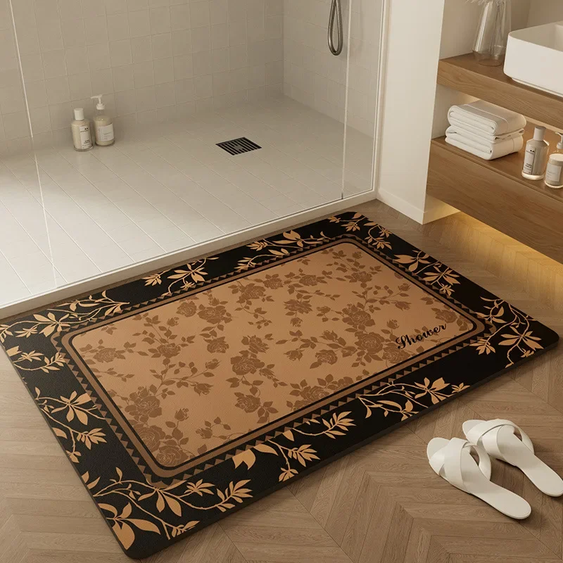 Bathroom Floor Mat Retro American Style Diatomaceous Earth Bathroom Anti Slip Pad Bathroom Absorbent Pad Home Furnishings