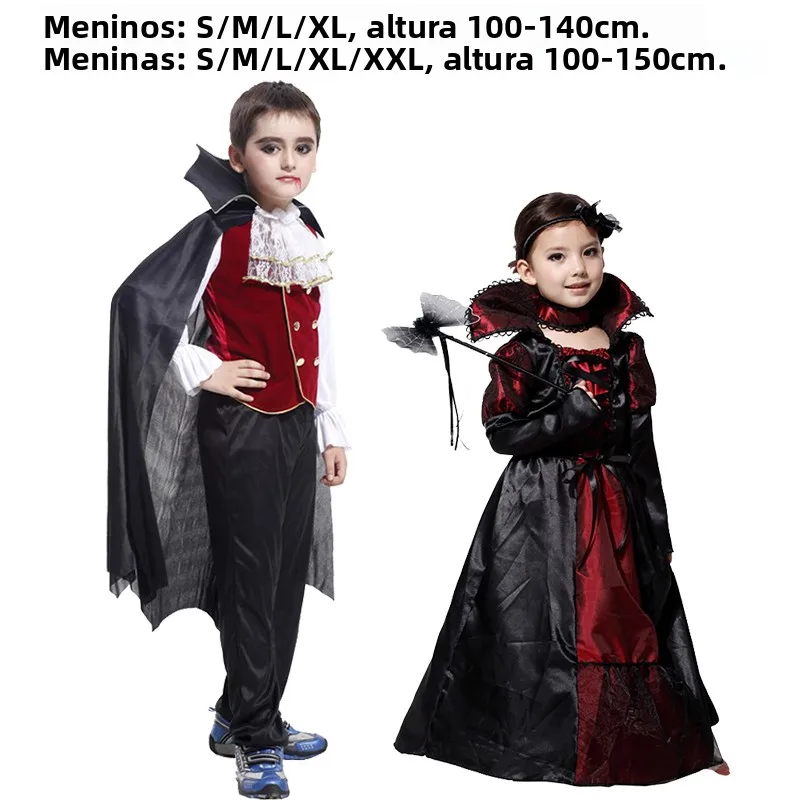 怖い吸血鬼悪魔ハロウィン子供用コスチュームメイクアップパーティー親子服男の子と女の子用悪魔ホラーテーマ