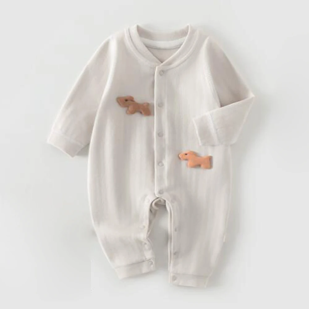Baby Jumpsuit Cotton Solid Color Spring Baby Girl Romper Long Sleeve First Birthday Baby Clothes For Boys Girls
