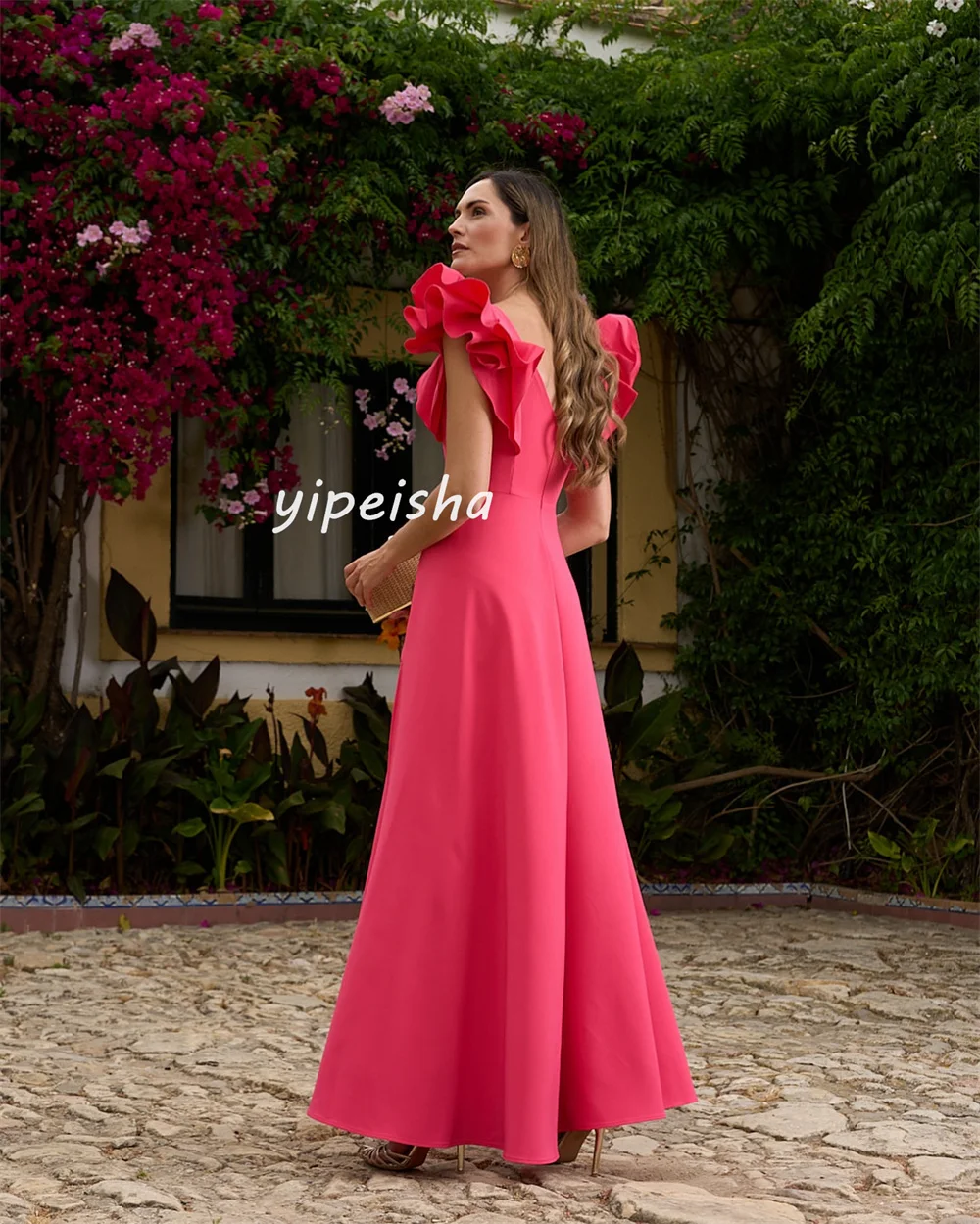 Customized Classic Exquisite Modern Style Formal Jersey Ruffle A-line  V-neck Midi Dresses Prom Dresses Retro Simple Fashion Retr - AliExpress 320