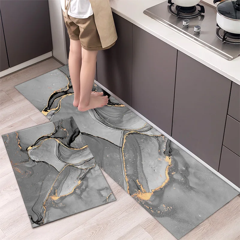 

Marble Pattern Kitchen Floor Mats Non-Slip Doormat for Home Decorative Entrance Rug Modern Simple Style Washable Alfombra Rugs