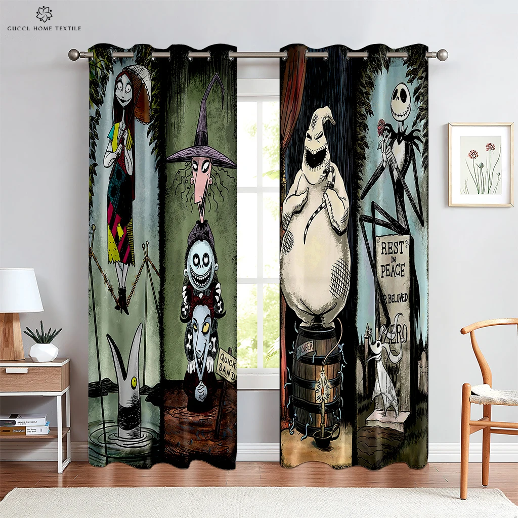 3D Animation Cartoon Printing Rod Pocket Window Curtains for Children, Bedroom, Living Room, Kitchen, Home Decoration