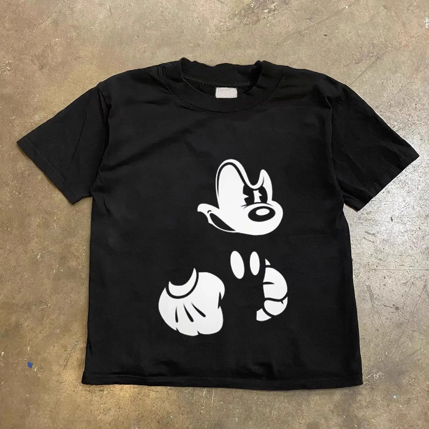 

Летняя ретро-футболка с надписью Disney Mickey Niche для мужчин и женщин, свободная хлопковая футболка с короткими рукавами и круглым вырезом, черный топ T