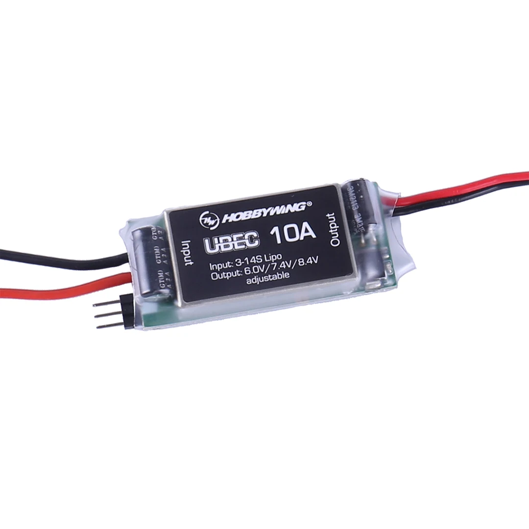 

Hobbywing UBEC 10A Voltage Regulator Module Output 6V/7.4V/8.4V HV 3S 4S 6S 3-14S Lipo Battery RC Receiver Brushless Servo Motor