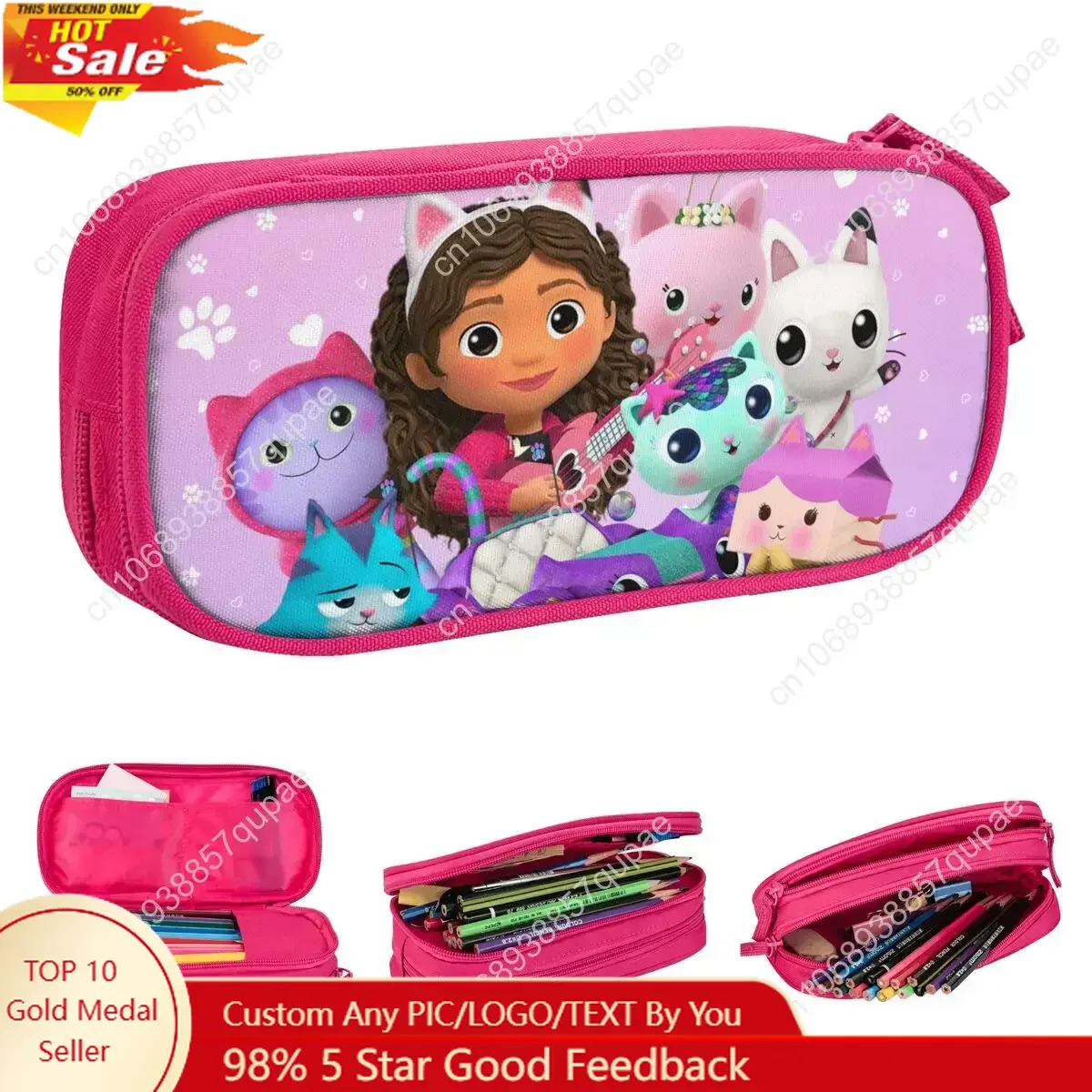 

Cute Gabby Dollhouse Pencil Case Animals Cartoon Pencilcases Pen for Student Big Capacity Bags School Supplies Gift Stationery