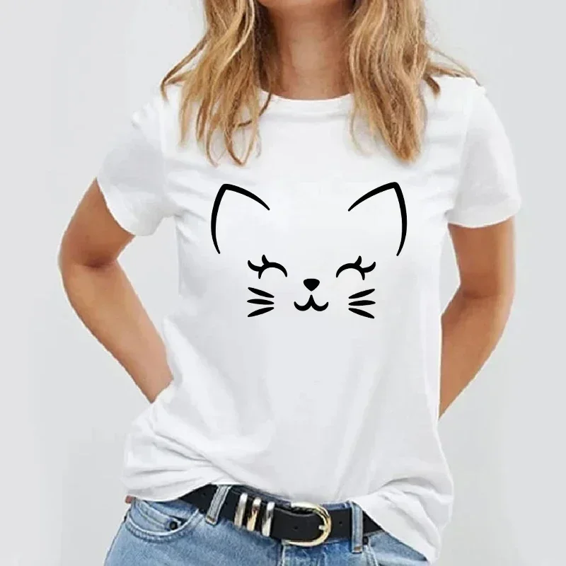 Women T Shirt Simple Design Tops panda Printed female Tee T Shirts Casual Basic Summer White T-shirt Kawaii Lady T-shirts