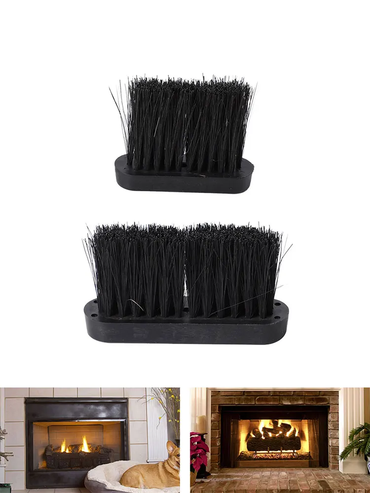 

1pc Fireplace Brush Replacement Broom Plastic Handle Fireplace Cleaning Tools Spare Hearth Brush Head Refill Black