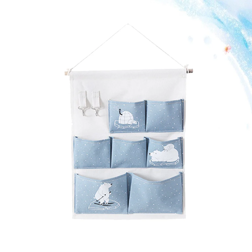 

Cotton Linen Large Capacity Hanging Storage Bag Creative Organizer Wall Door Closet Storage Door Hanging Bag Blue