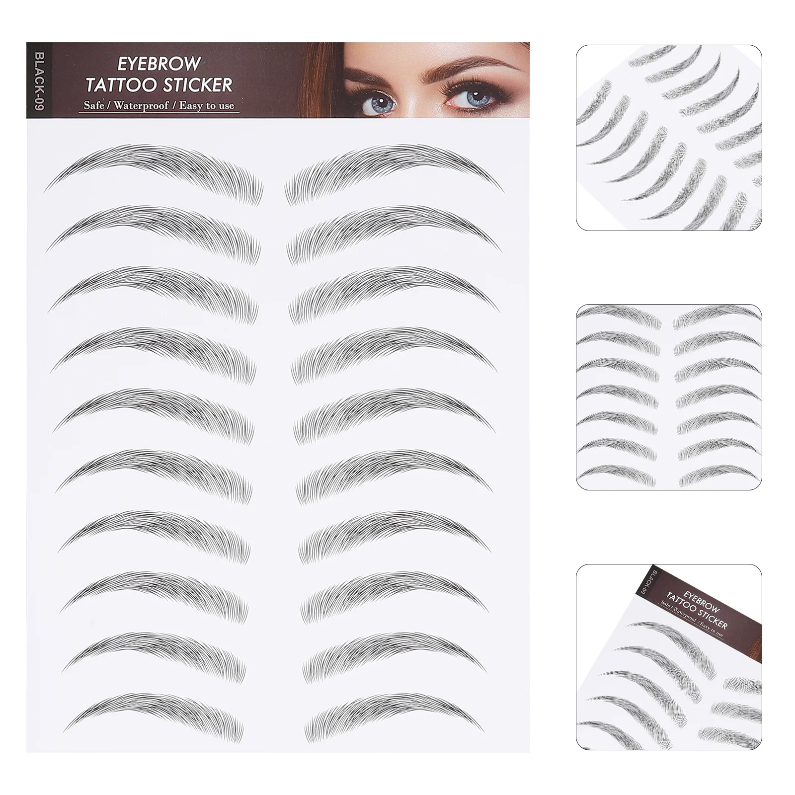 

12pcs Waterproof Eyebrow Stickers Hair-Like Artificial Eyebrow Transfer For Sparse Brows Temporary Brow Tattoos False Eyebrows