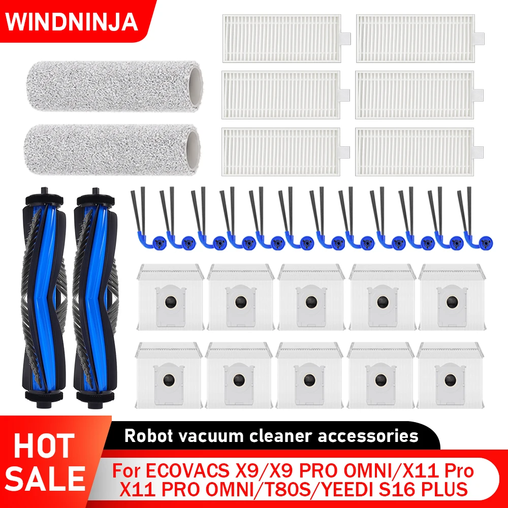

Для ECOVACS X9 X9 PRO OMNI T80S X11 Pro X11 PRO OMNI YEEDI S16 PLUS Вакуумный аксессуар Фильтр Основная боковая щетка Роликовая швабра Мешок для пыли