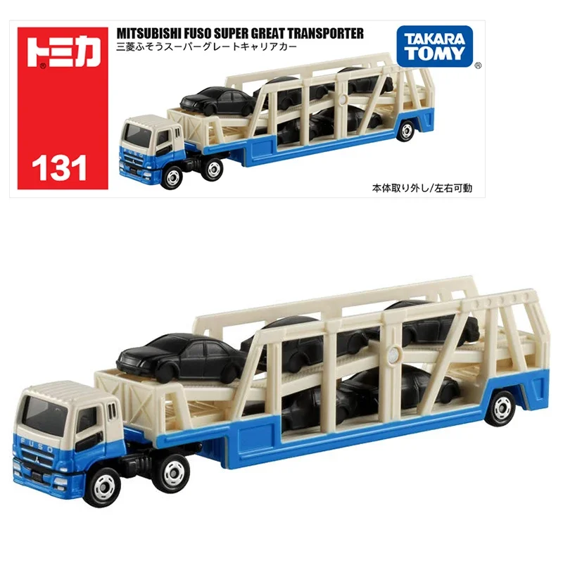 Takara Tomy Long Type Tomica No.131 Mitsubishi Fuso Super Great Transporter Alloy Cars Kids Xmas Gift Toys for Boys