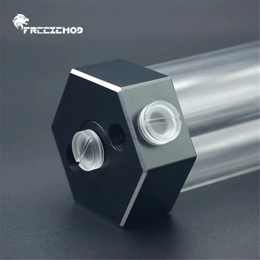 FREEZEMOD G1/4 Acrylic Transparent Straight Stop Plug - Coin-Shaped Anti-Leak Lock Hand Twisting Water Stop Fitting HDT-PM1