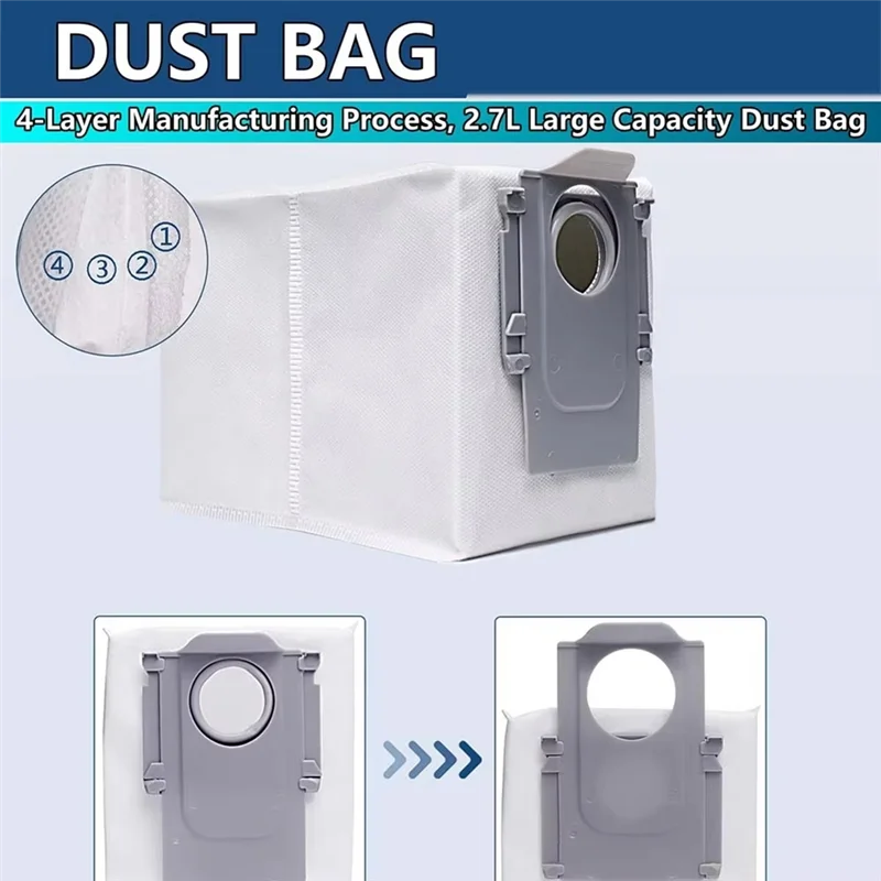 ل Roborock S8 Maxv Ultra/S8 Max Ultra روبوت فراغ قطع الغيار خرقة ممسحة أكياس القماش ممسحة منصات أكياس الغبار الملحقات