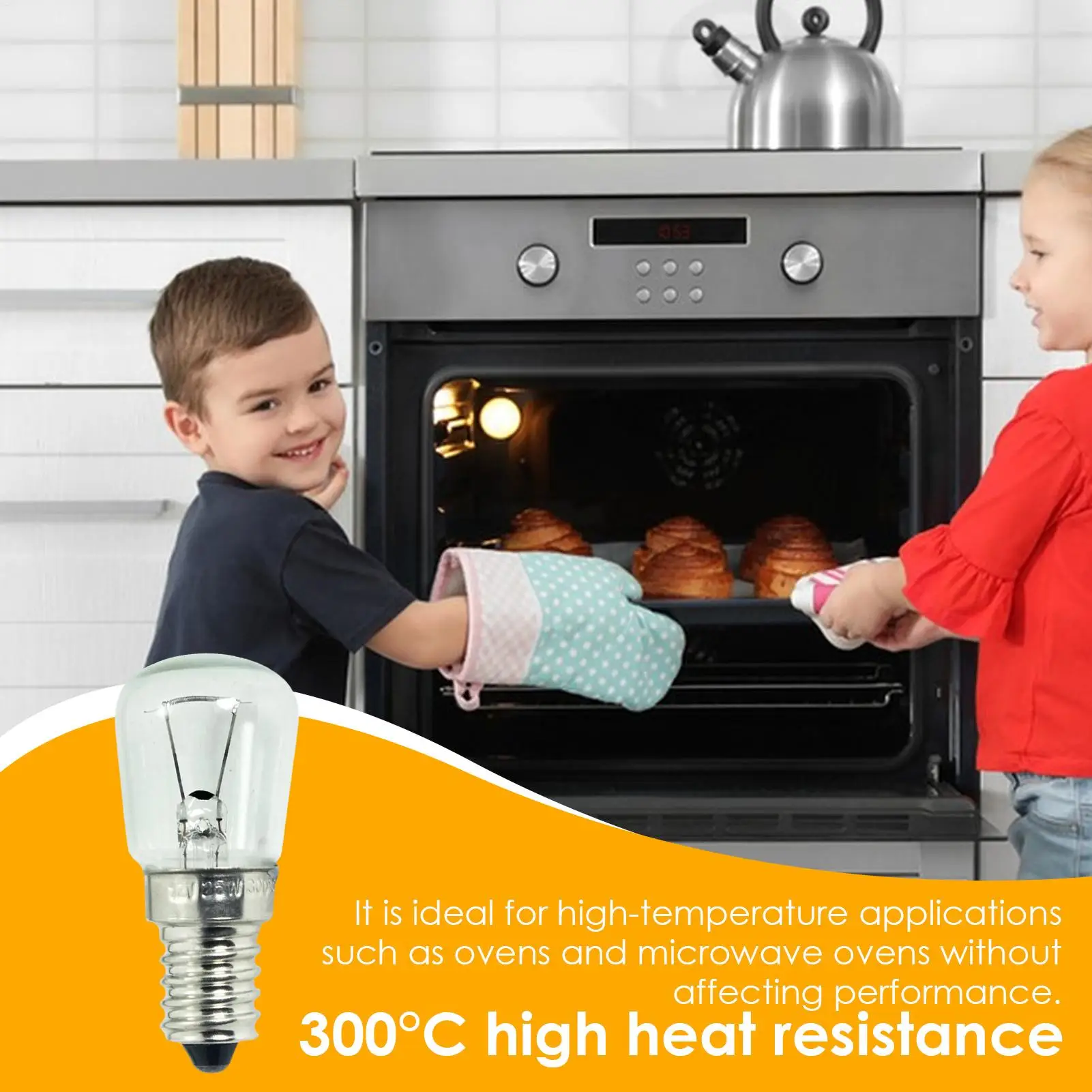 E14 Oven Light Bulbs 12V High Temperature Resistant Fridge Lamp Bulbs Replacement Kitchen Refrigerator Cooker Hood Bulbs