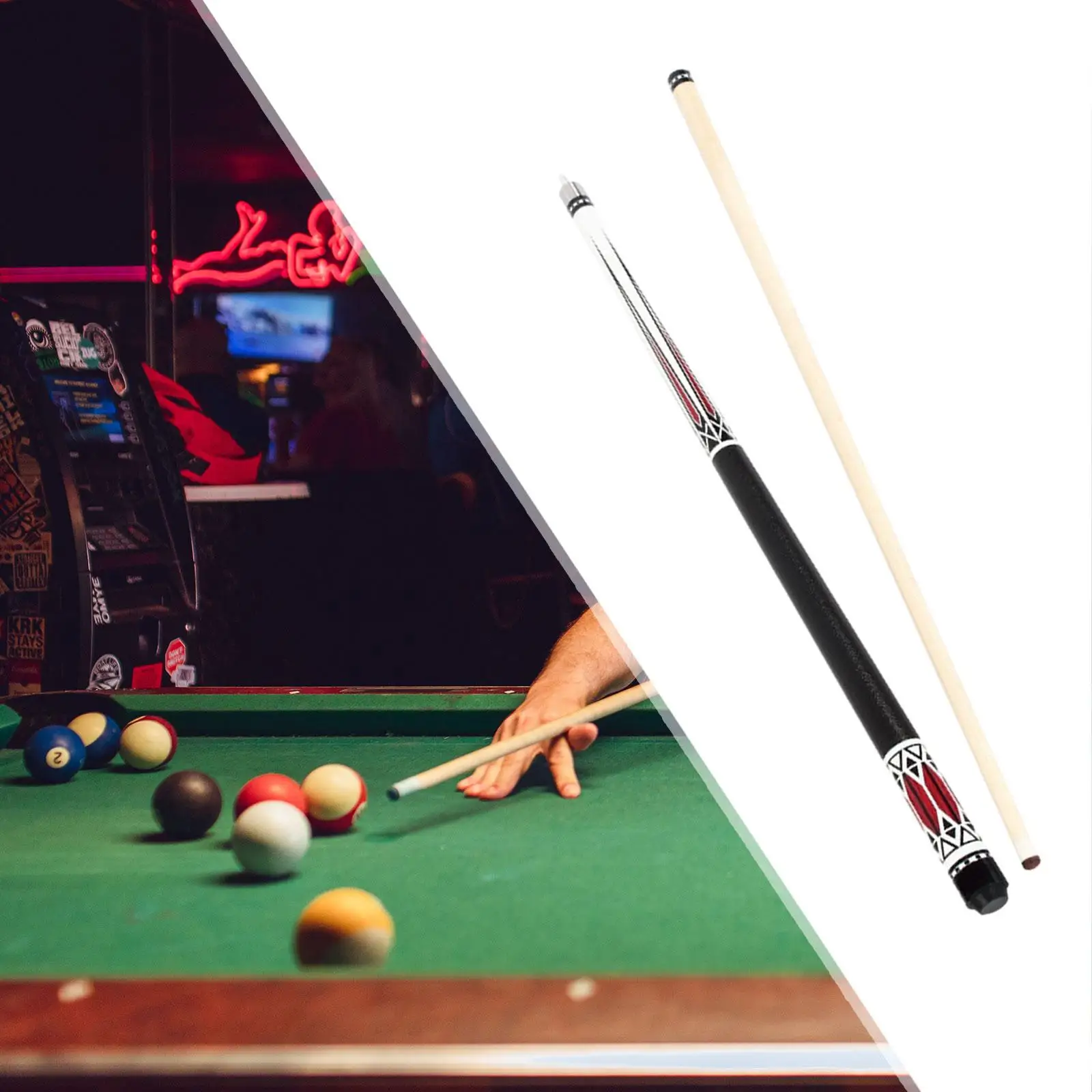

Maple Billiard Cue Stick 12.8mm Tip Two Pieces for Pool Table and Billiards Room Equipment
