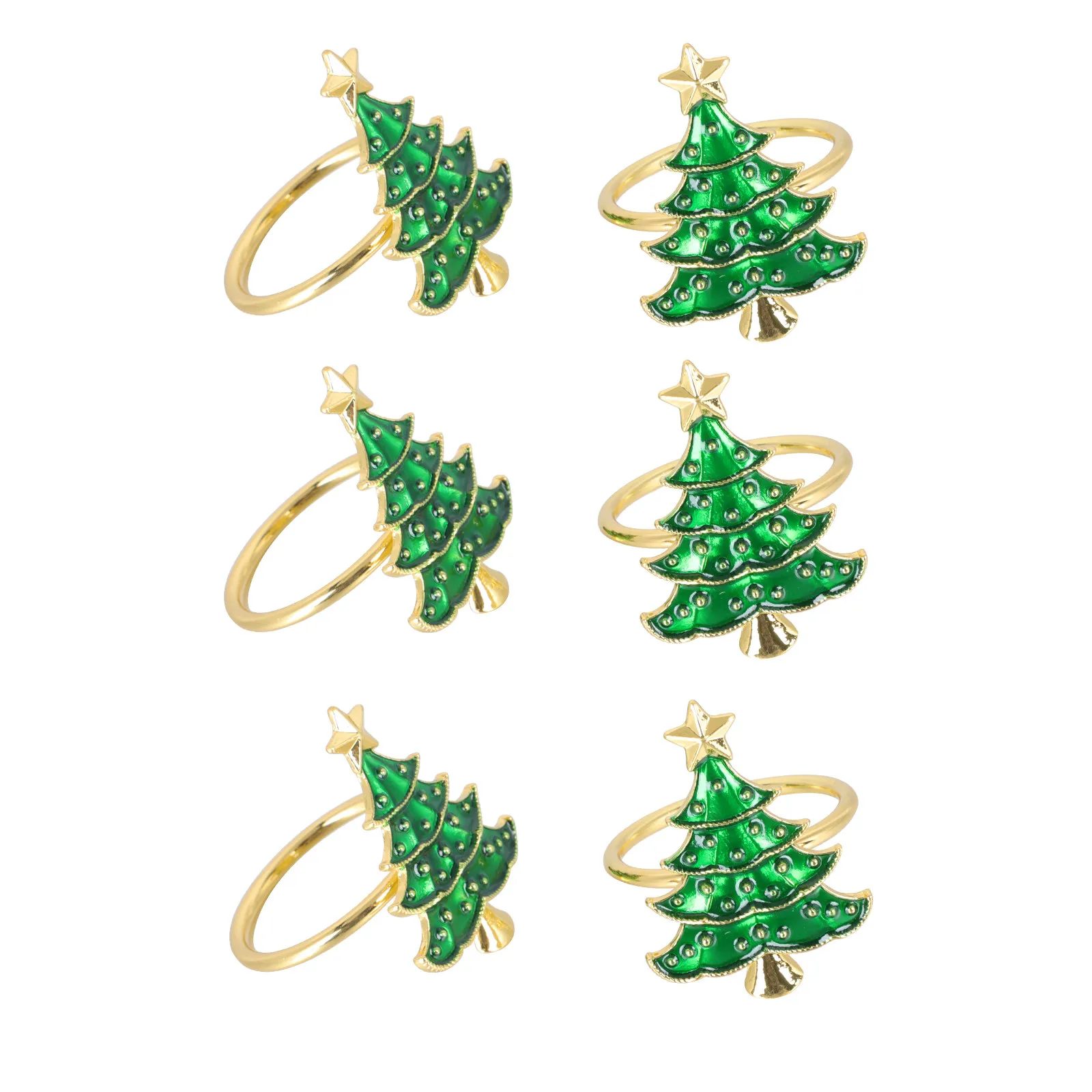 

6Pcs Napkin Rings Christmas Tree Design Metal Napkin Holder for Holiday Party Table Decor Dining Room Decoration Xmas Gift