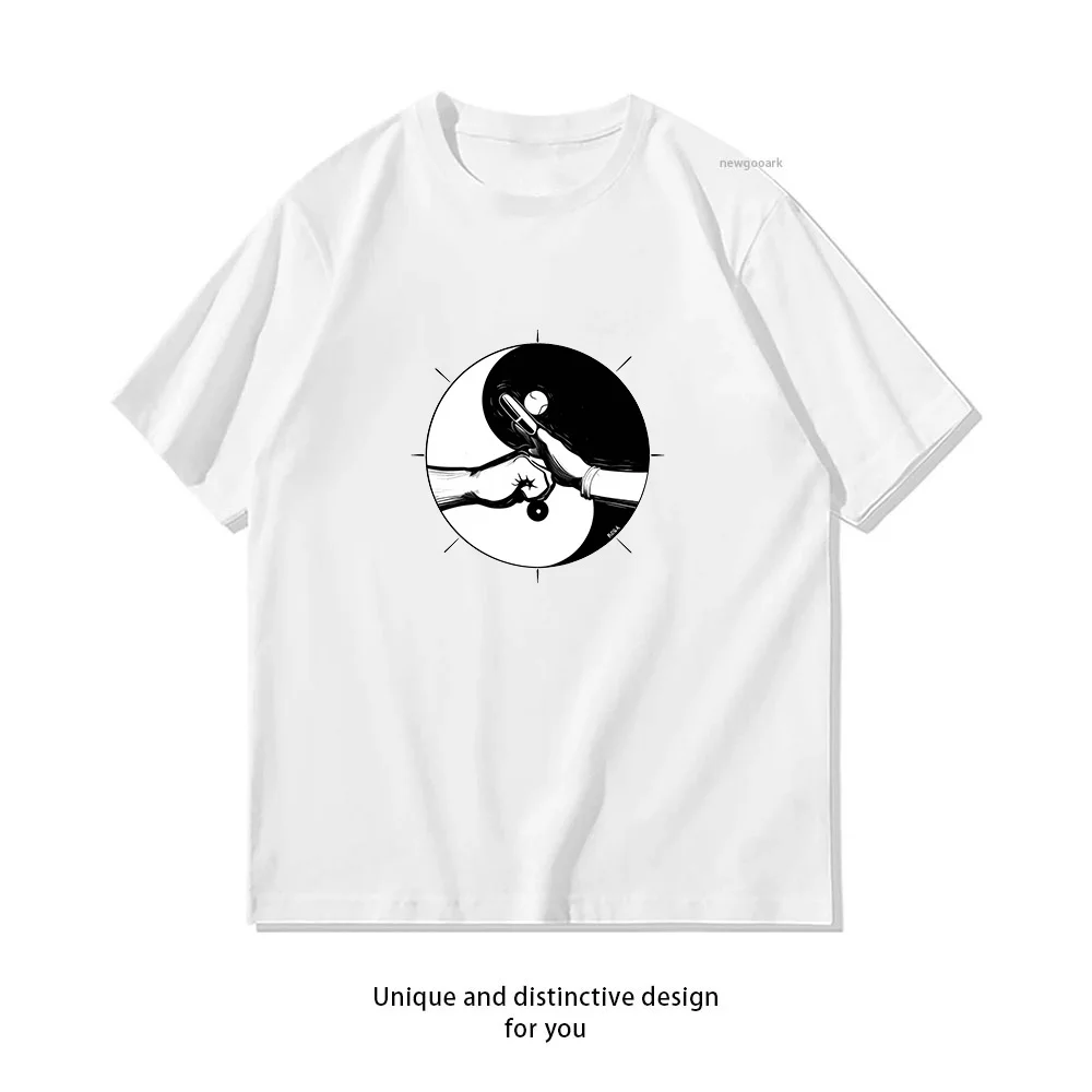 Yin Yang Balance Harmony Art Design T-Shirt Print  Casual Cotton Short Sleeve Tee for Men Women
