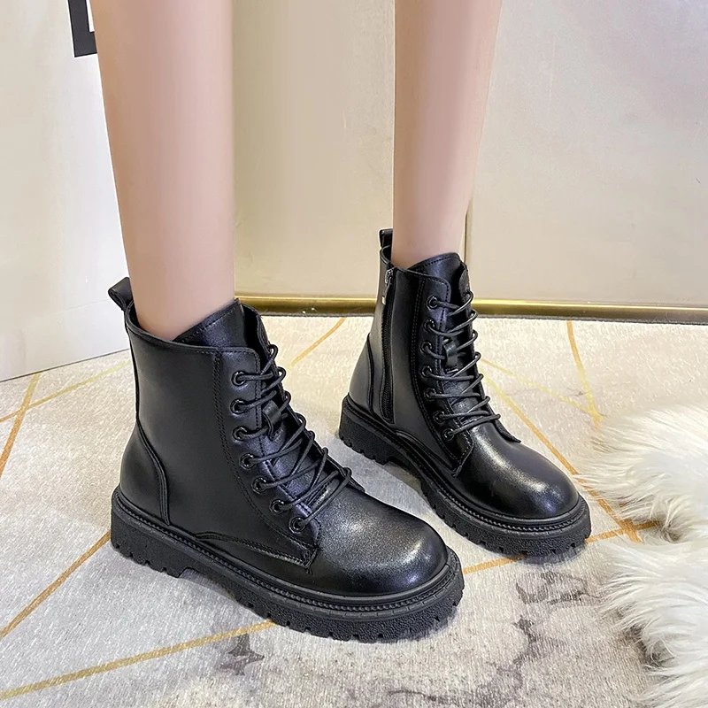 Spring/Autumn Round Toe Square Heel Increased ZIP Soft Fashion Women's Shoes Sexy Cross Belt New Short Boots Mujer