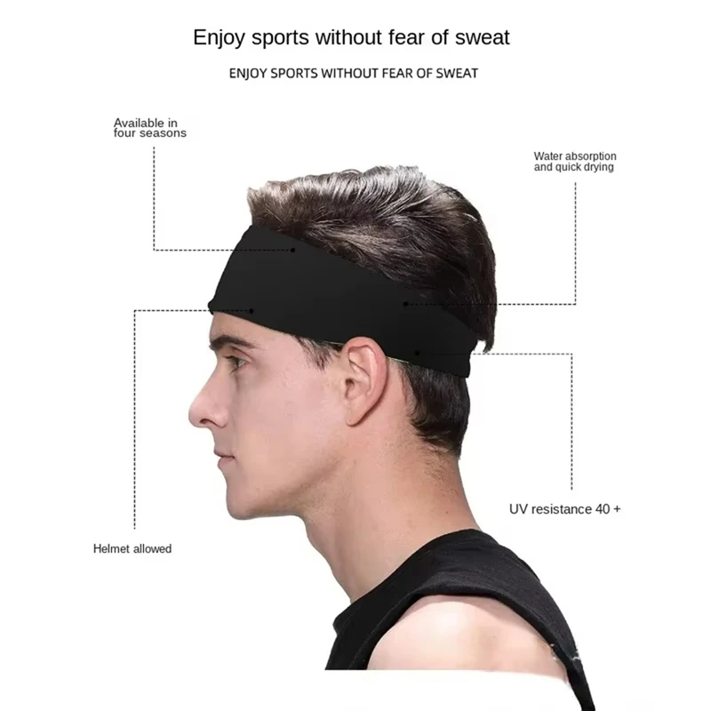 A92U-Sweatband For Men Women Elastic Sport Hairbands Band Yoga Headbands Headwear Headwsports Hair Accessoriesrap