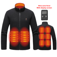 9 Heated Area Intelligent Heating Coat USB Charging Heated Jacket Waterproof Heated Zip Up Coat 3 Gear Temperature for Men Women