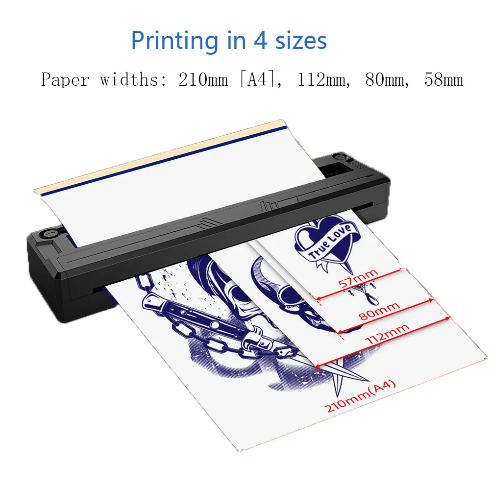 Audersigt Tattoo Transfer Machine Bluetooth Printer Compatible with Smartphones & PC, 10pcs Tattoo Paper