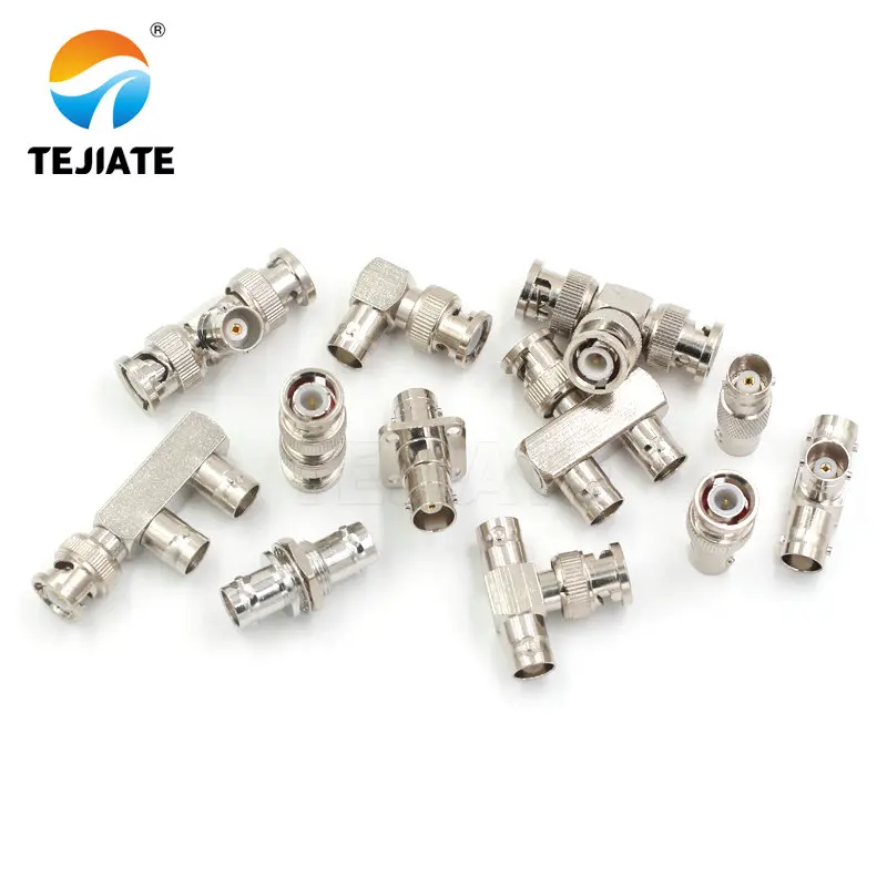 1PCS BNC to BNC All Copper Female and Male Straight Triple Duel Four Head L type Q9 Fixed Panle Connector