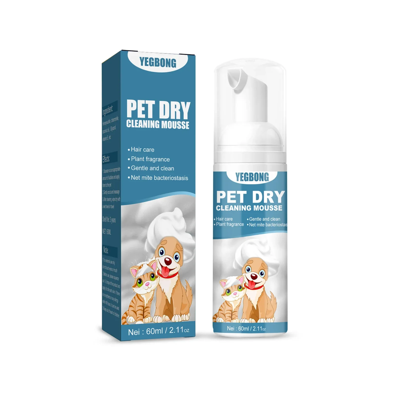 Pet Dry Shampoo Puppy Kitten Dry Cleaning Foam Shampoo Safe Bathless Cleaning Odor Eliminator Itch Relief Pet Grooming Supplies