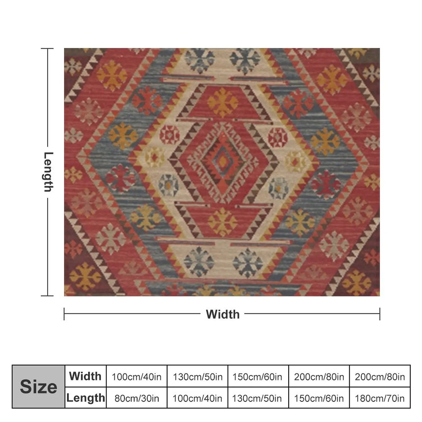 Antique Turkish Kilim Rug Print Throw Blanket Designers Shaggy Decorative Throw Blankets