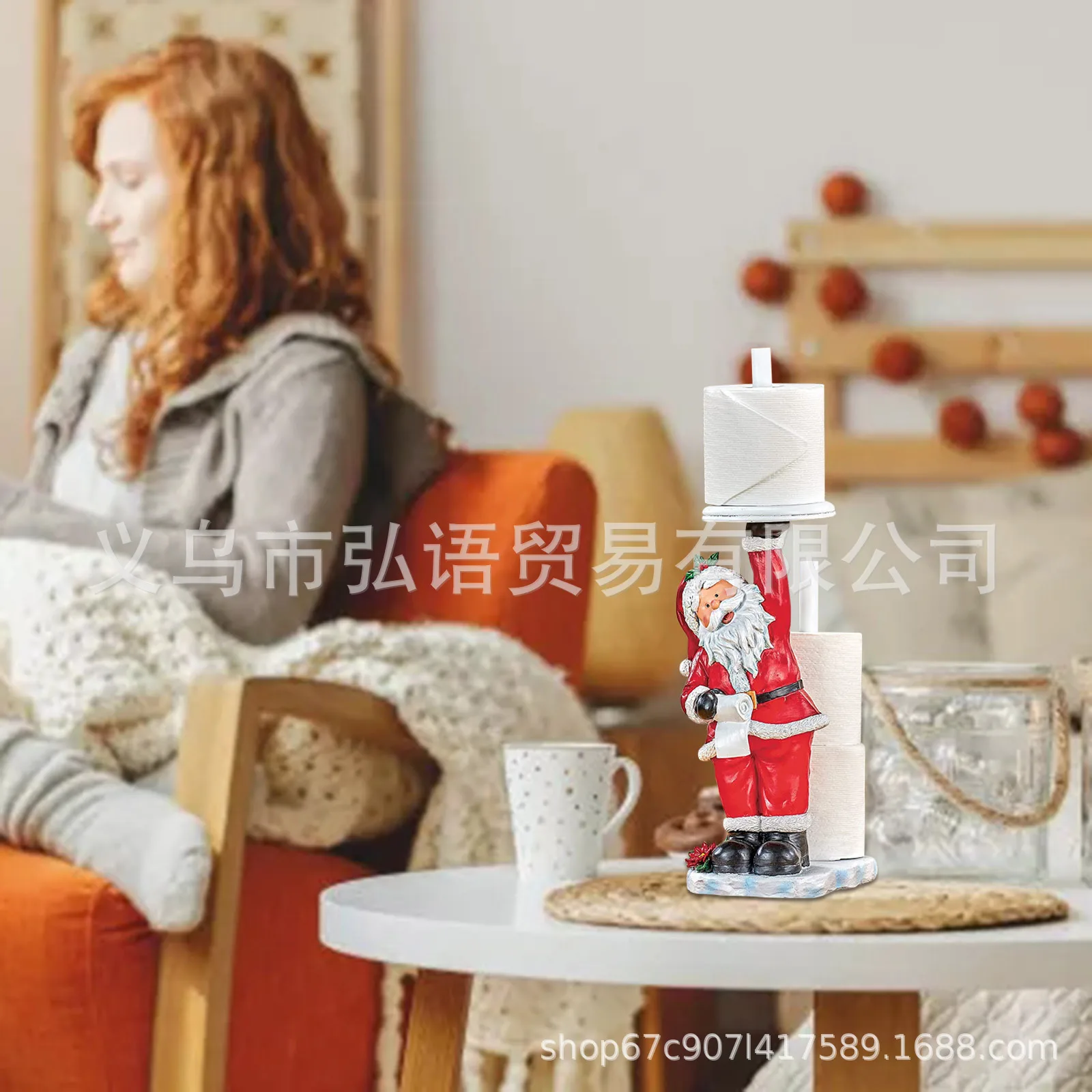 

New Christmas old toilet paper rack resin crafts ornaments desktop decoration