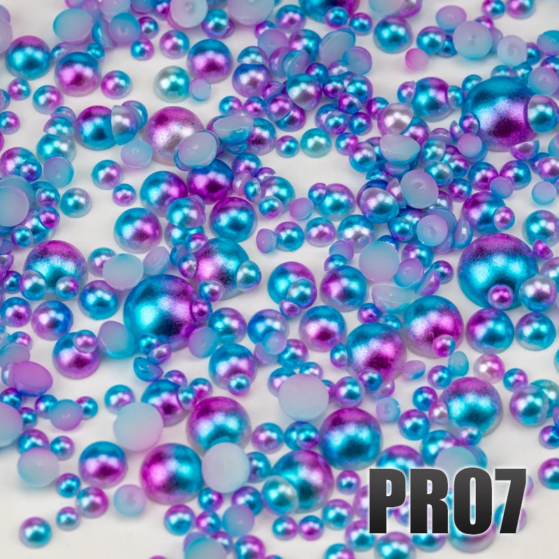 VDD 200g Großhandel, gemischte Größen 3-10mm, Meerjungfrauenfarbe, ABS-Imitationsperlen, halbrunde Flachrückseite, Perlen für Bastelarbeiten, DIY, Nagelkunst-Zubehör – Detail 9