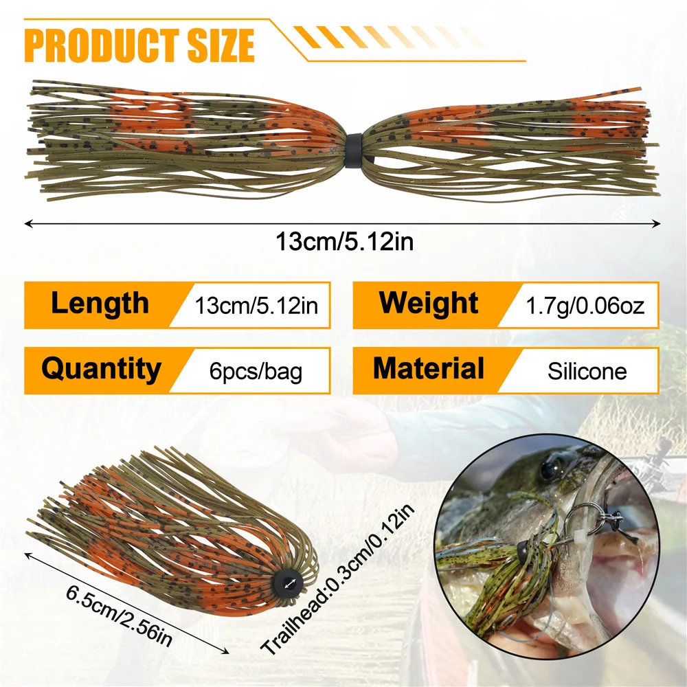 6 uds faldas de silicona señuelo de pesca cebo Artificial para Spinnerbait Buzzbait Bass trucha accesorios de señuelo de pesca - imagen 4