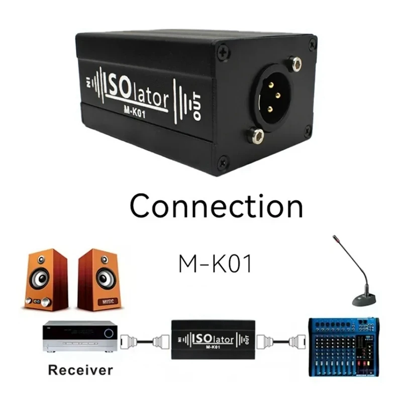 XLR Audio Isolator Noise Reduction Filter Eliminates Current Noise Dual Channel 6.5 XLR Mixer Audio Signal Isolator