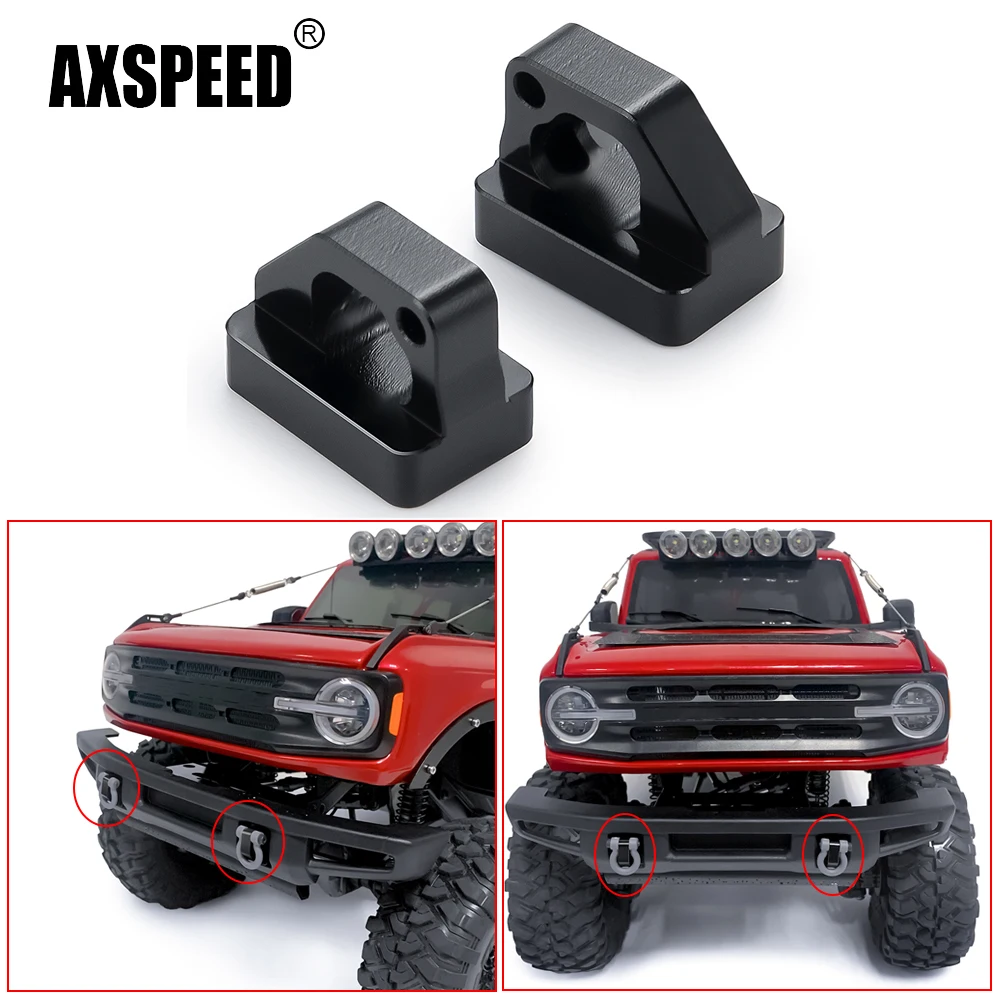 AXSPEED-grilletes de remolque de aleación de aluminio, montaje de gancho para TRX-4 TRX4 Bronco 1/10 RC Crawler Car, piezas de actualización