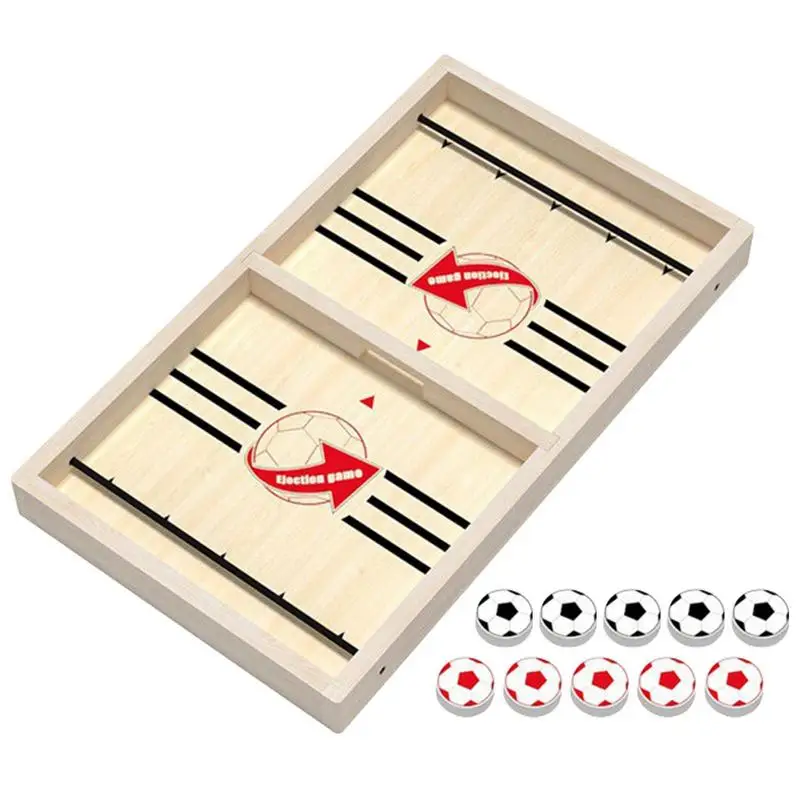 Wooden Hockey Game Football Sling Shot Game With 10 Sling Pucks Wooden Foosball Table Bouncing Chess Hockey Game Sling Foosball