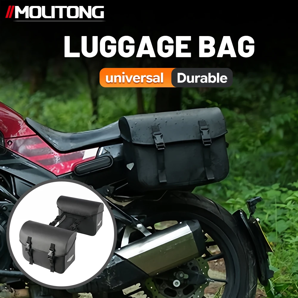 Motorcycle Side Bags PU Leather Saddle Bag Vintage Style Durable Universal Rear Seat Luggage Panniers for Street Bike Touring