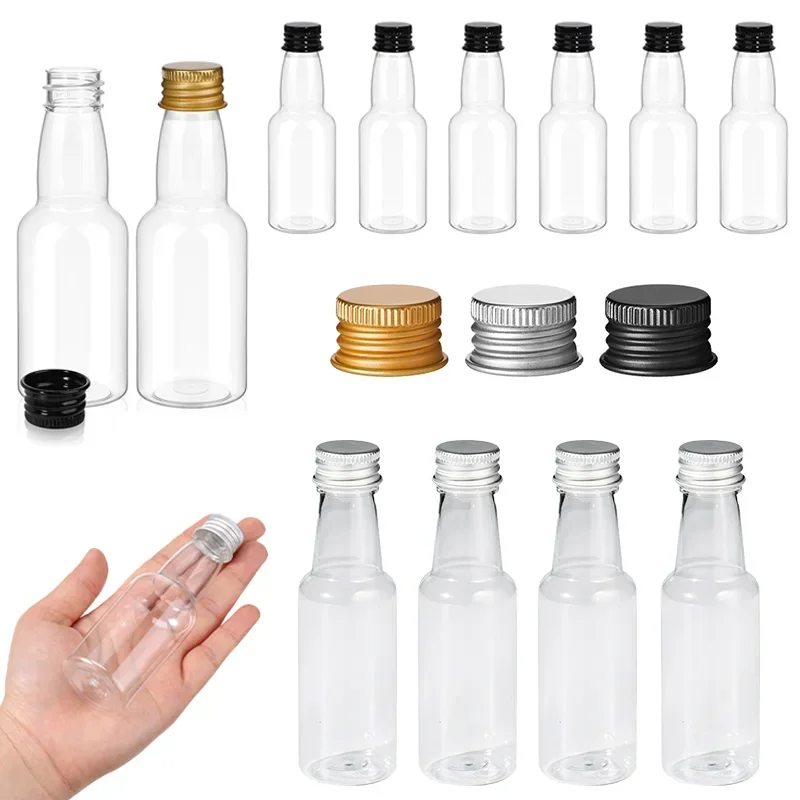 5pcs 30ml-150ml Plastic Mini Liquor Bottles Empty Portable Reusable Drink Containers for DIY Juice Wine Alcohol Birthday Wedding